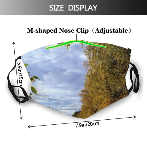 yanfind Field Natural Autumn Leaves Cloud Landscape Sky Fall Leaf Tree Tree Countryside Dust Washable Reusable Filter and Reusable Mouth Warm Windproof Cotton Face