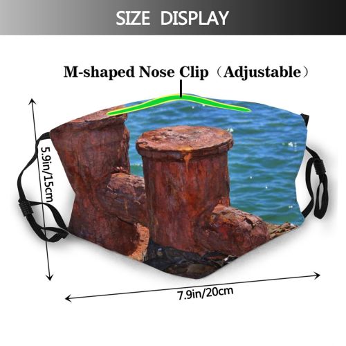 yanfind Closeup Old Wood Moored Sea Boat Harbour Metal Ship Joined Rock Mooring Dust Washable Reusable Filter and Reusable Mouth Warm Windproof Cotton Face