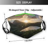 yanfind Lake Golden Sunset Sight Dawn Greenery Clouds Plants Scenery Sunbeam Mountains Sun Dust Washable Reusable Filter and Reusable Mouth Warm Windproof Cotton Face