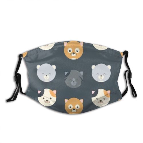 yanfind Abstract Isolated Little Cat Kitty Cute Seamless Kid Child Baby Design Sweet Dust Washable Reusable Filter and Reusable Mouth Warm Windproof Cotton Face