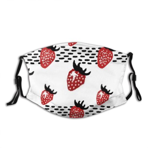 yanfind Abstract Isolated Cute Seamless Natural Strawberry Summer Vintage Design Art Decoration Retro Dust Washable Reusable Filter and Reusable Mouth Warm Windproof Cotton Face
