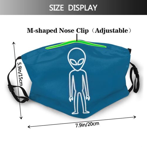 yanfind Isolated Emblem Horror Cute Fantasy Futuristic Humanoid Design Alien Space Ufo Invader Dust Washable Reusable Filter and Reusable Mouth Warm Windproof Cotton Face
