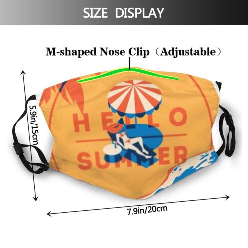 yanfind Chaise Vintage Sand Party Vacation Bonnet Cartoon Retro Tropical Badge Design Girl Dust Washable Reusable Filter and Reusable Mouth Warm Windproof Cotton Face
