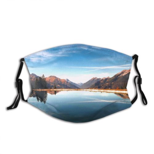 yanfind Lake Daylight Dawn Forest Clouds Scenery Mountains Trees Outdoors Sky Lakeside Dusk Dust Washable Reusable Filter and Reusable Mouth Warm Windproof Cotton Face