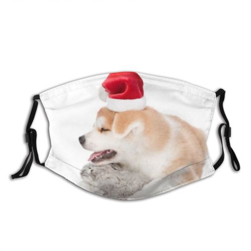 yanfind Friends Isolated Santa Japanese Young Together Little Cat Christmas Cute Xmas Friendly Dust Washable Reusable Filter and Reusable Mouth Warm Windproof Cotton Face