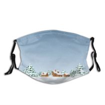 yanfind Design Frost Cottage Landscape Frozen District Rural Tree Scene Snow Mansion Modern Dust Washable Reusable Filter and Reusable Mouth Warm Windproof Cotton Face