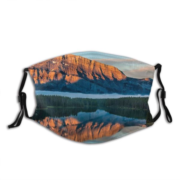 yanfind Lake Daylight Calm Sunset Reflections Mountain Forest Clouds Scenery Majestic Scene Mountains Dust Washable Reusable Filter and Reusable Mouth Warm Windproof Cotton Face