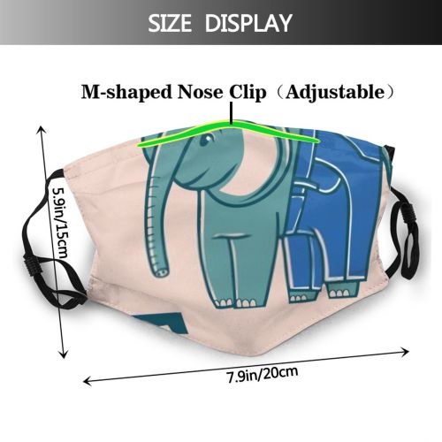yanfind Isolated Smile Elephant Childish Stylized Ear Comic Cute Kid Cheerful Child Indian Dust Washable Reusable Filter and Reusable Mouth Warm Windproof Cotton Face