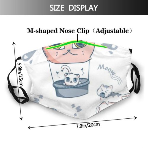 yanfind Isolated Smile Little Cat Kitty Cute Meow Cheerful Design Sweet Pretty Face Dust Washable Reusable Filter and Reusable Mouth Warm Windproof Cotton Face