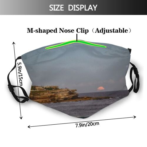 yanfind Buckler Outdoors Super Beach Oceania Beautiful Behind Wales Moon Australia Sky Suburbs Dust Washable Reusable Filter and Reusable Mouth Warm Windproof Cotton Face
