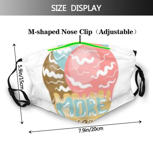 yanfind Cute Menu Dessert Summer Frozen Vintage Design Sweet Quote Phrase Cream Art Dust Washable Reusable Filter and Reusable Mouth Warm Windproof Cotton Face