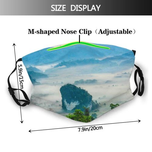 yanfind Idyllic Tropical Calm Gloomy Forest Plants Tranquil Mountains Country Leaves Rural Misty Dust Washable Reusable Filter and Reusable Mouth Warm Windproof Cotton Face