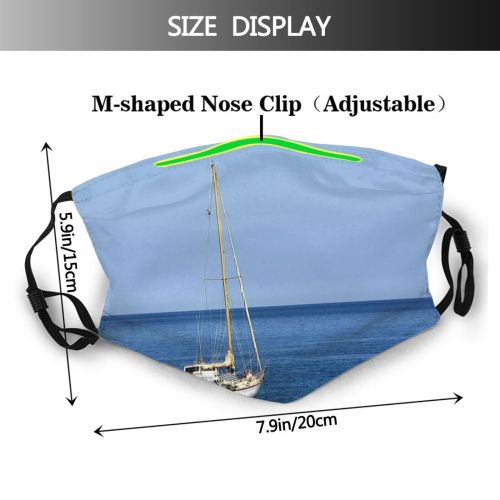 yanfind Dhow Dream Vehicle Sailboat Calm Ripple Corse Sail Sea Boat Sky Island Dust Washable Reusable Filter and Reusable Mouth Warm Windproof Cotton Face