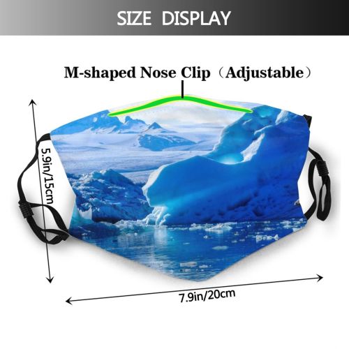 yanfind Ice Glacier Calm Frost Melting Frosty Iceberg Sea Frozen Mountains Floating Snow Dust Washable Reusable Filter and Reusable Mouth Warm Windproof Cotton Face