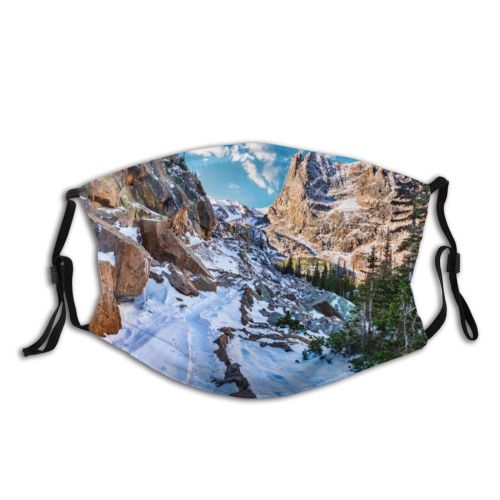 yanfind Ice America Range Landscape Tranquility Peak Tree Evergreen Rocky Place Snow Snowcapped Dust Washable Reusable Filter and Reusable Mouth Warm Windproof Cotton Face