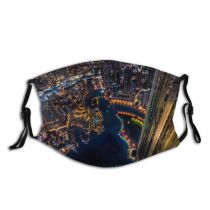 yanfind Khalifa Shot Citylights Downtown Bird's Urban Above From Aerial Architecture Dubai City Dust Washable Reusable Filter and Reusable Mouth Warm Windproof Cotton Face