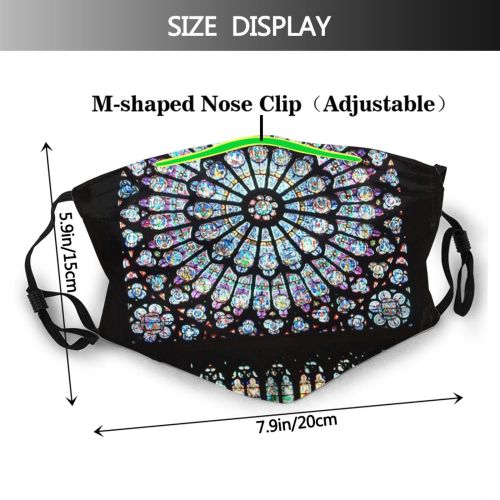 yanfind Rose Window Glass Place Glass Symmetry Gothic Architecture Daylighting Worship Window Stained Dust Washable Reusable Filter and Reusable Mouth Warm Windproof Cotton Face