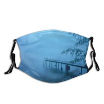 yanfind Winter Mist Calm Morning Atmospheric Fog Wharf Sky Ice Doomgirl Clouds Jetty Dust Washable Reusable Filter and Reusable Mouth Warm Windproof Cotton Face