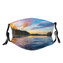 yanfind Idyllic Forest Clouds Ripples Woods Tranquil Scenic Trees Sky Dusk Dawn Waves Dust Washable Reusable Filter and Reusable Mouth Warm Windproof Cotton Face