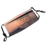 yanfind Lake Sunset Calm Evening Dawn Overview River Pier Trees Outdoors Sky Light Dust Washable Reusable Filter and Reusable Mouth Warm Windproof Cotton Face