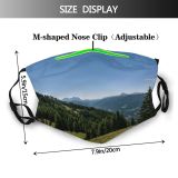 yanfind Idyllic Pine Mountain Forest Evergreen Scenery Mountains Grass Highlands Valley Trees Sky Dust Washable Reusable Filter and Reusable Mouth Warm Windproof Cotton Face