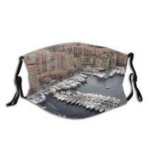 yanfind Marina Urban Harbor Monaco City Metropolitan Waterway Monte Formula Vehicle Boat Area Dust Washable Reusable Filter and Reusable Mouth Warm Windproof Cotton Face