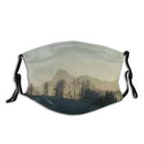 yanfind Winter Landforms Landscape Mountain Sky Range Mountainous Tree Hill Morning Evening Atmospheric Dust Washable Reusable Filter and Reusable Mouth Warm Windproof Cotton Face