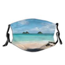 yanfind Idyllic Tropical Shore Vacation Daylight Shadows Relaxation Leisure Sea Clouds Beach Getaway Dust Washable Reusable Filter and Reusable Mouth Warm Windproof Cotton Face
