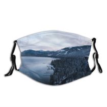 yanfind Ice Lake Daylight Frost Road Forest Clouds Daytime Frozen Mountains Snow Outdoors Dust Washable Reusable Filter and Reusable Mouth Warm Windproof Cotton Face
