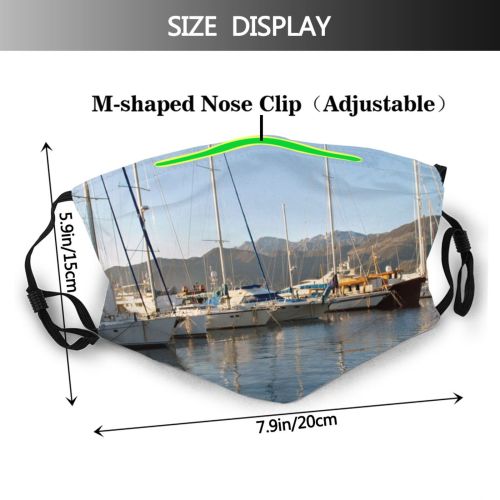 yanfind Winter Harbor Adriatic Vehicle Tourism Port Sea Boat Sky Coastline Reflection Montenegro Dust Washable Reusable Filter and Reusable Mouth Warm Windproof Cotton Face