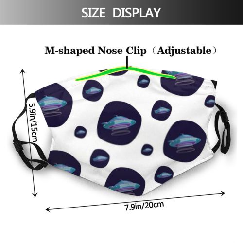 yanfind Isolated Adventure Ship Artwork Game Cute Rocket Fantasy Cosmic Seamless Sky Spaceship Dust Washable Reusable Filter and Reusable Mouth Warm Windproof Cotton Face