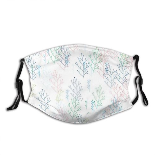 yanfind Abstract Picture Cute Tender Seamless Colorful Mood Wedding Summer Twig Coral Design Dust Washable Reusable Filter and Reusable Mouth Warm Windproof Cotton Face