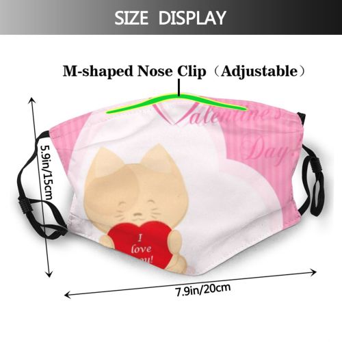 yanfind Abstract February Isolated Romance Cat Cute Balloon Present Design Valentine Bow Love Dust Washable Reusable Filter and Reusable Mouth Warm Windproof Cotton Face
