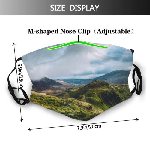 yanfind Range Landscape Autumn Macho Solitude Rural Scene Snowdonia Pass UK Wales Rough Dust Washable Reusable Filter and Reusable Mouth Warm Windproof Cotton Face