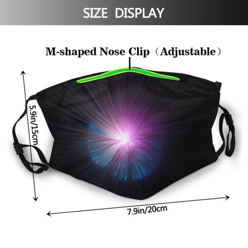 yanfind Purple Lens Flare Sky Light Graphics Technology Shining Violet Glow Electric Light Dust Washable Reusable Filter and Reusable Mouth Warm Windproof Cotton Face
