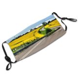 yanfind Rape Power HDR Field Scenery Sky Field Natural Mustard Spring Highway Asphalt Dust Washable Reusable Filter and Reusable Mouth Warm Windproof Cotton Face