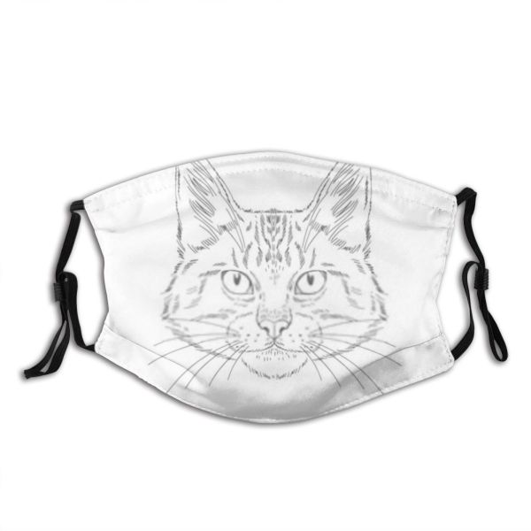 yanfind Isolated Symmertical Tee Fur Meow Cat Kitty Coon Natural Coloring Fauna Summer Dust Washable Reusable Filter and Reusable Mouth Warm Windproof Cotton Face