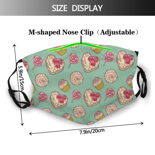 yanfind Abstract Cafe Candy Smile Cute Seamless Strawberry Dessert Baked Pie Design Frosting Dust Washable Reusable Filter and Reusable Mouth Warm Windproof Cotton Face