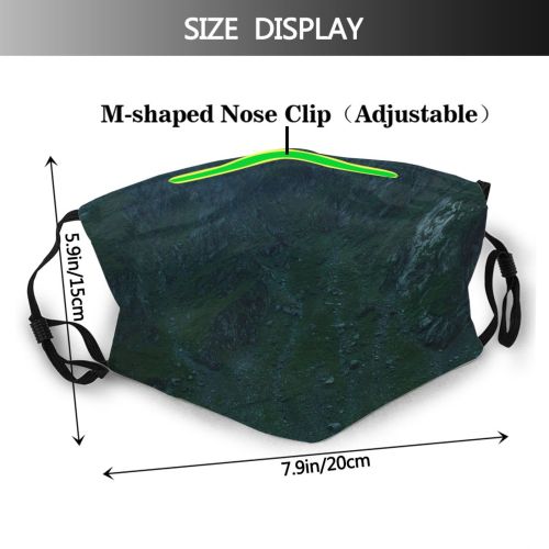yanfind Idyllic Mossy Clouds Tranquil Scenery Mountains Misty Hazy Sky Peaceful Fog Rocks Dust Washable Reusable Filter and Reusable Mouth Warm Windproof Cotton Face