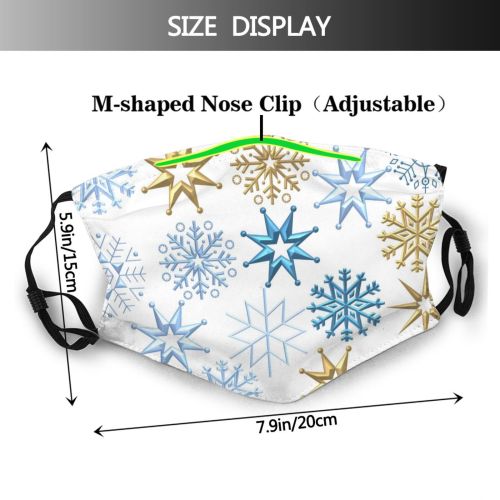 yanfind Winter Flakes Design Christmas Symmetry Ice Snowflakes Xmascomp Snow Dust Washable Reusable Filter and Reusable Mouth Warm Windproof Cotton Face