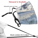 yanfind Winter Frozen Winter Natural Shore Landscape Ice Ice Branch Snow Tree Frost Dust Washable Reusable Filter and Reusable Mouth Warm Windproof Cotton Face