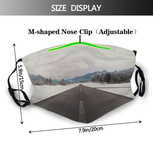yanfind Ice Perspective Mountain Road Snowy Icy Clouds Coniferous Roadway Capped Mountains Peak Dust Washable Reusable Filter and Reusable Mouth Warm Windproof Cotton Face