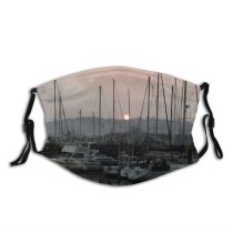 yanfind Marina Harbor Mast Sky Reflection Vehicle Atardecer Boat Atmospheric Port Puerto Dust Washable Reusable Filter and Reusable Mouth Warm Windproof Cotton Face
