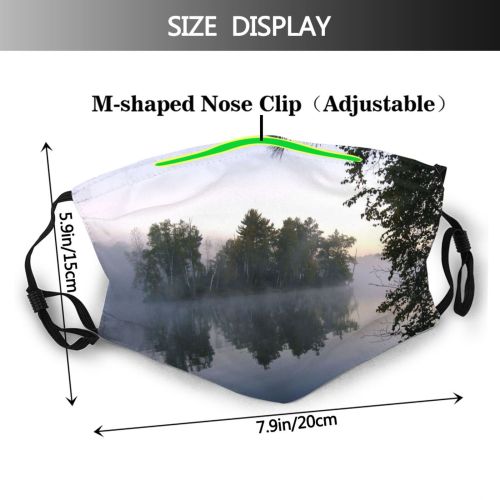 yanfind Fog Mist Landscape Scenery Reflection Sky Tree Island Morning Woods Natural Atmospheric Dust Washable Reusable Filter and Reusable Mouth Warm Windproof Cotton Face