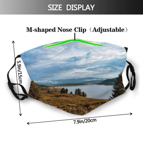 yanfind Idyllic Lake Pine Mountain Clouds Scenery Mountains Rural Grass Highlands Trees Outdoors Dust Washable Reusable Filter and Reusable Mouth Warm Windproof Cotton Face