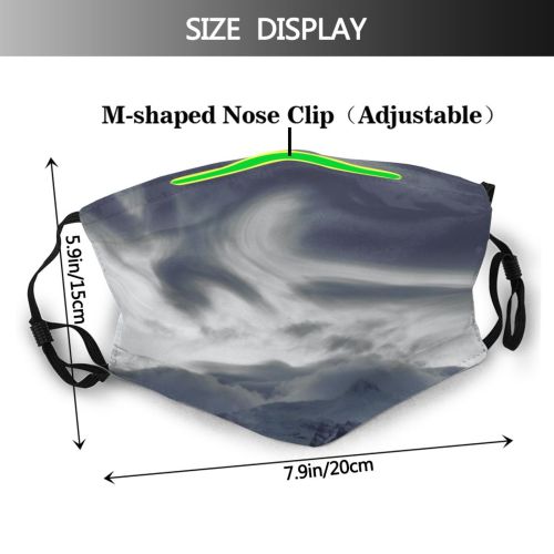 yanfind Ice Overcast Glacier Daylight Storm Mountain Tyrol Time Clouds Scenery Majestic Capped Dust Washable Reusable Filter and Reusable Mouth Warm Windproof Cotton Face