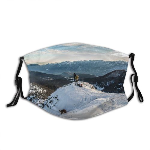 yanfind Idyllic Dog Mountain Snowy Icy Clouds Tranquil Scenery Climber High Mountains Trekking Dust Washable Reusable Filter and Reusable Mouth Warm Windproof Cotton Face
