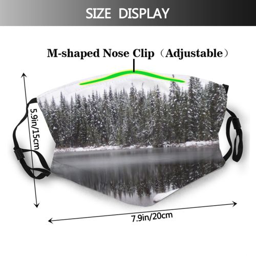 yanfind Lake Landscape Reflection Tree Winter Natural Atmospheric Freezing Snow Snow Dust Washable Reusable Filter and Reusable Mouth Warm Windproof Cotton Face