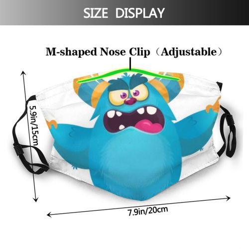yanfind Crazy Shocked Halloween Clipart Gremlin Horned Cute Laughing Hungry Smiling Package Mouth Dust Washable Reusable Filter and Reusable Mouth Warm Windproof Cotton Face