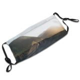 yanfind Idyllic Wooden Daylight Dawn Road Tranquil Roadway Fence Scenery Glare Mountains Sun Dust Washable Reusable Filter and Reusable Mouth Warm Windproof Cotton Face